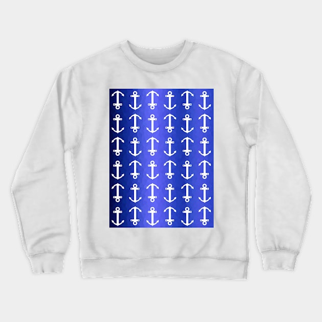 WHITE Anchor On Blue Crewneck Sweatshirt by SartorisArt1